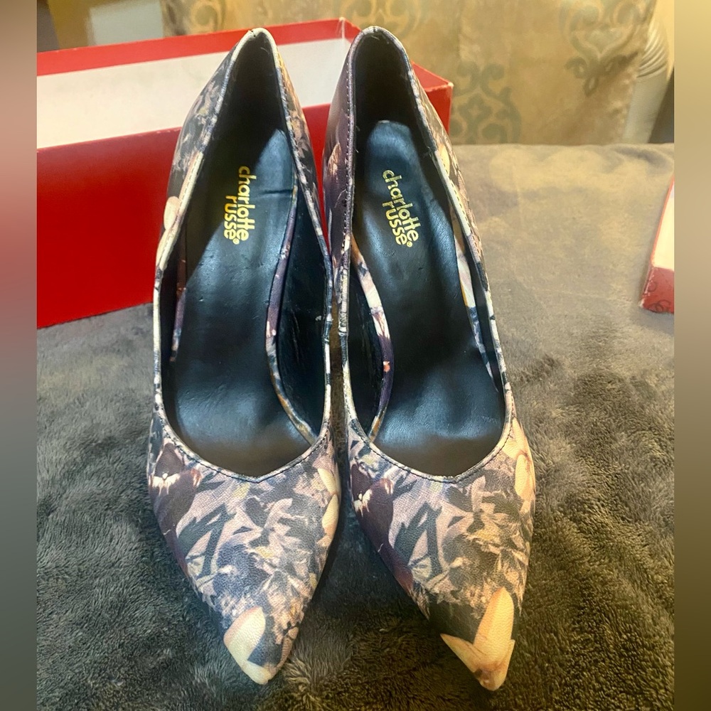 Charlotte Russe Vintage Floral Pointed Toe Stiletto Heels Formal Pumps Size 8